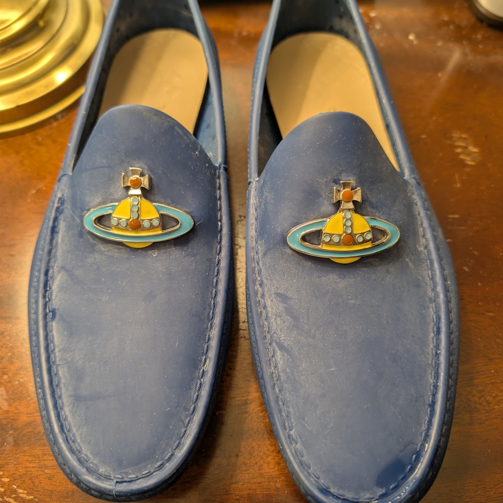Vivienne Westwood Blue Loafers with Orb Detail